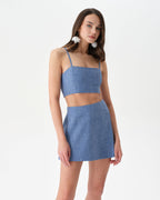 Chambray Blue Skort Crop Top Set
