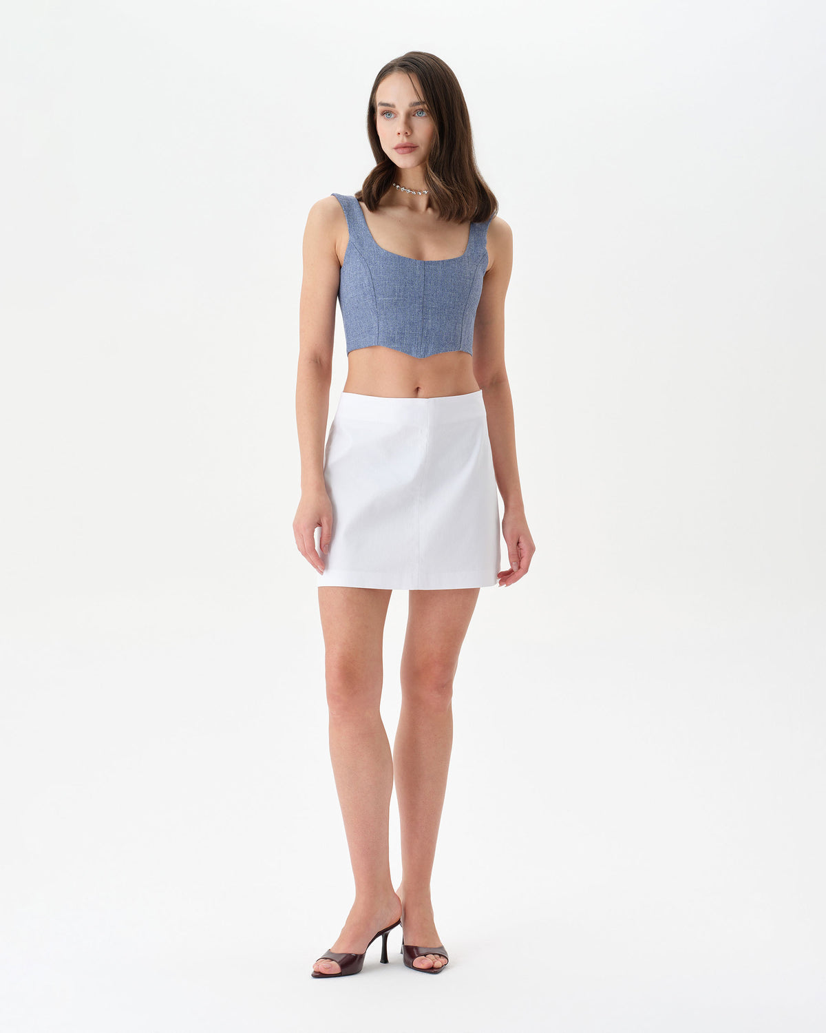 Blue  Lace Up Top