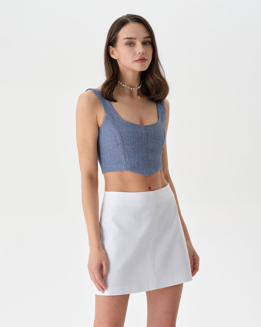 Blue  Lace Up Top