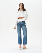 White Extra Long Sleeve Oversized Crop Shirt