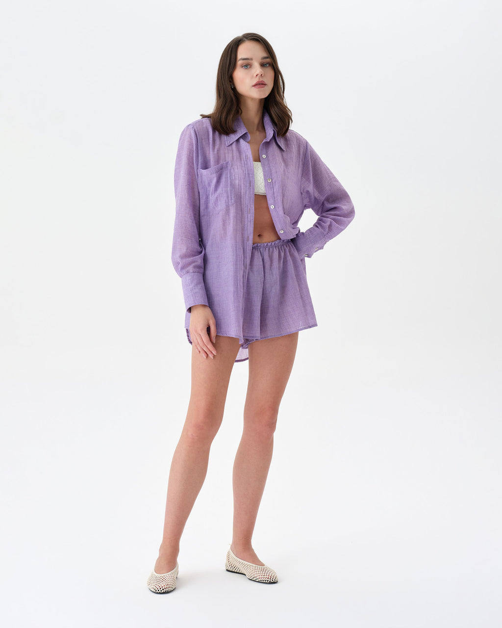 Purple Beach Set With Shorts