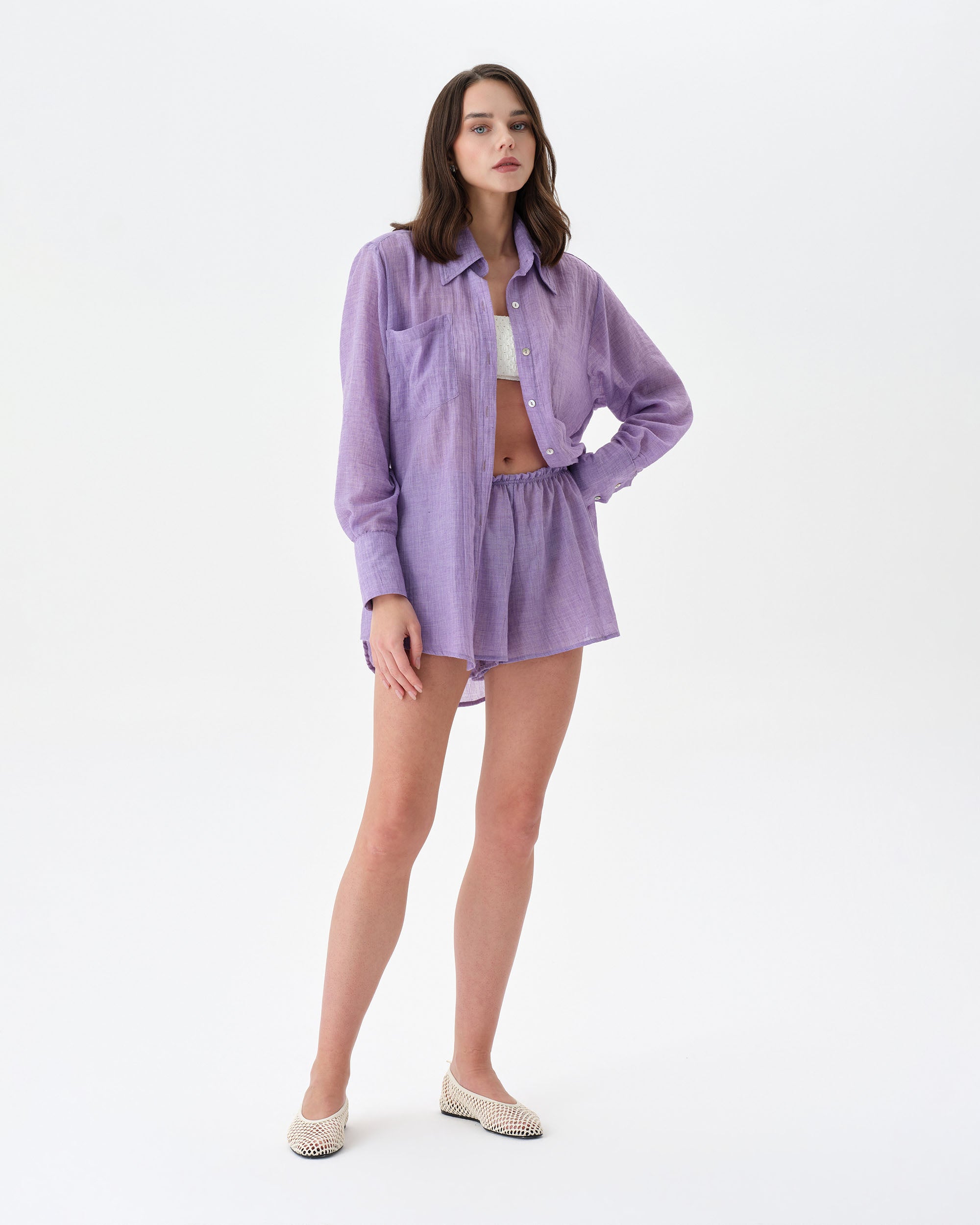 Purple Beach Set With Shorts