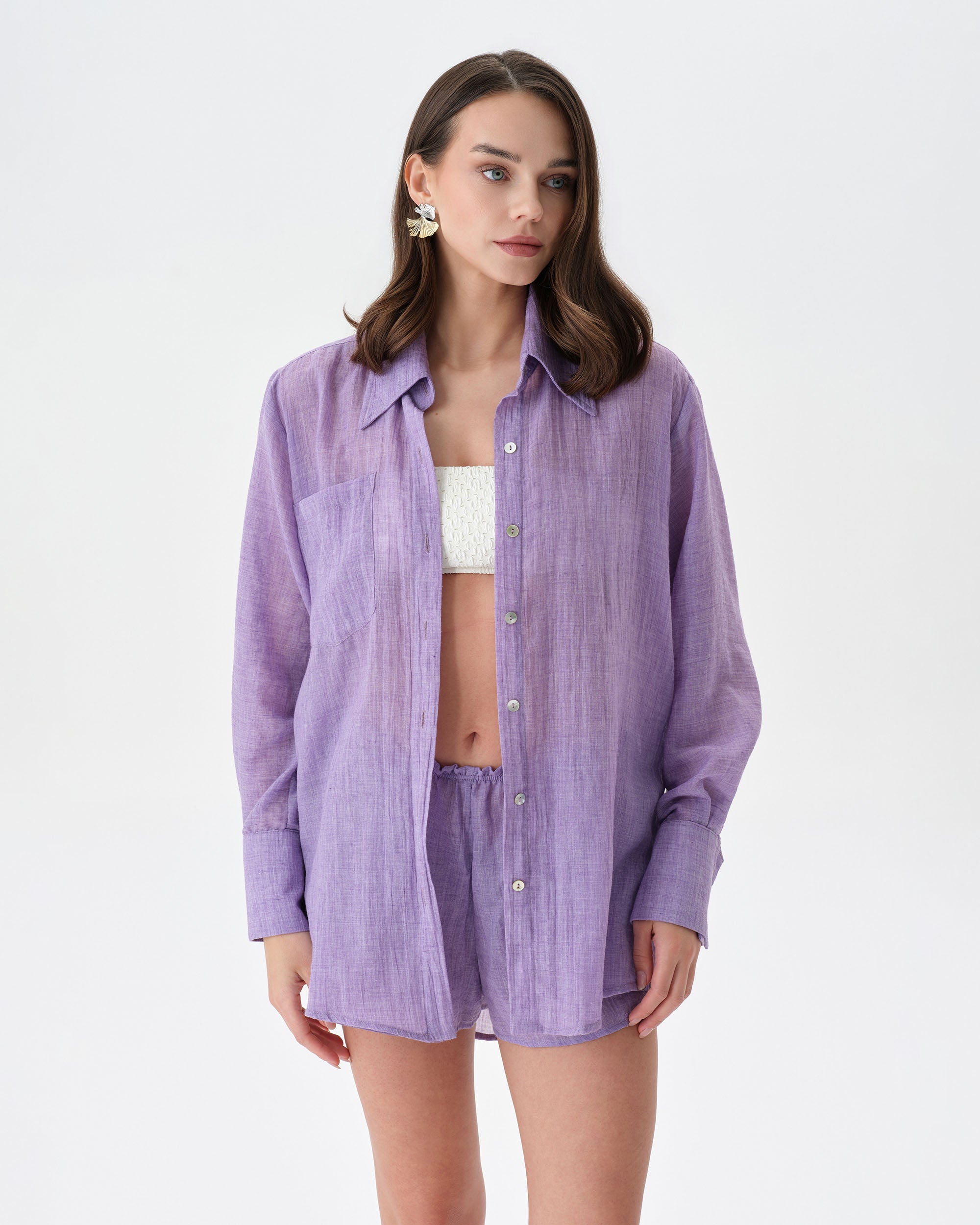 Purple Beach Set With Shorts