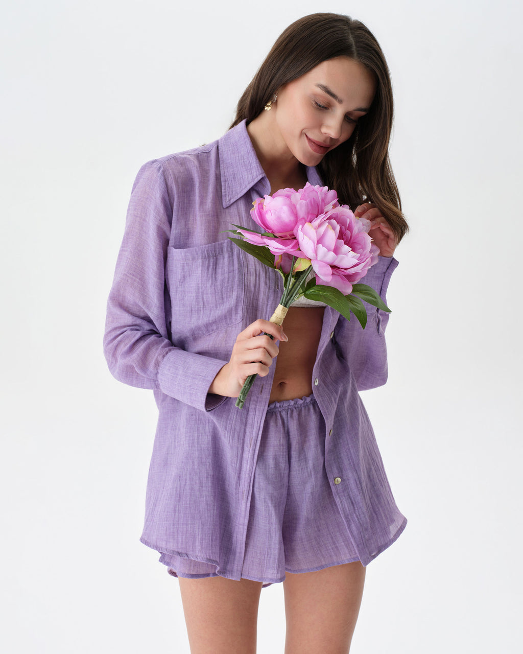 Purple Beach Set With Shorts