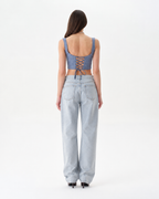 Blue  Lace Up Top