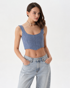 Blue  Lace Up Top