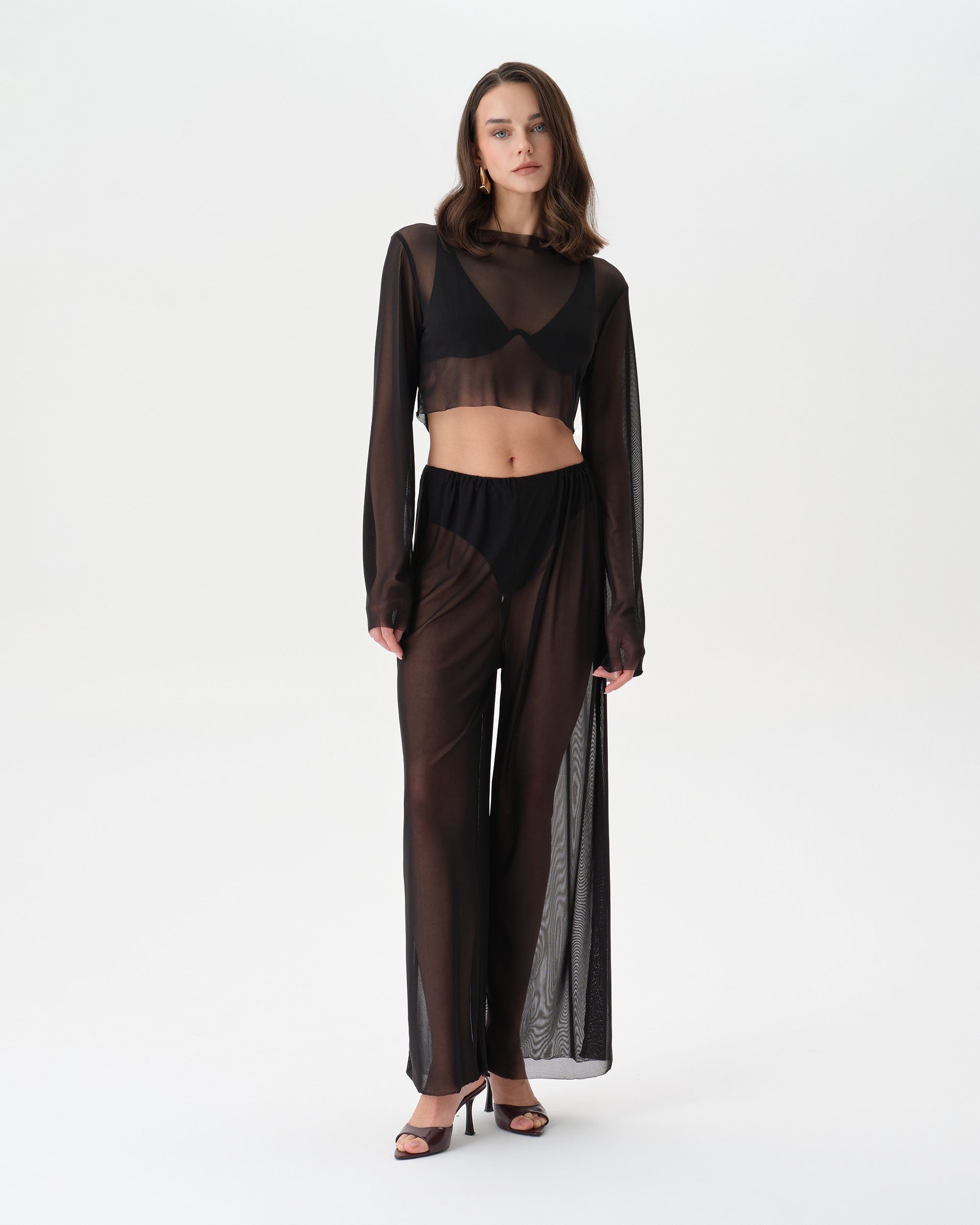 Sheer Black Mesh Set