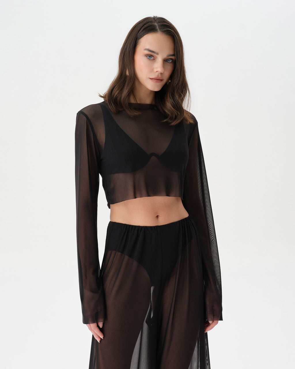 Sheer Black Mesh Set