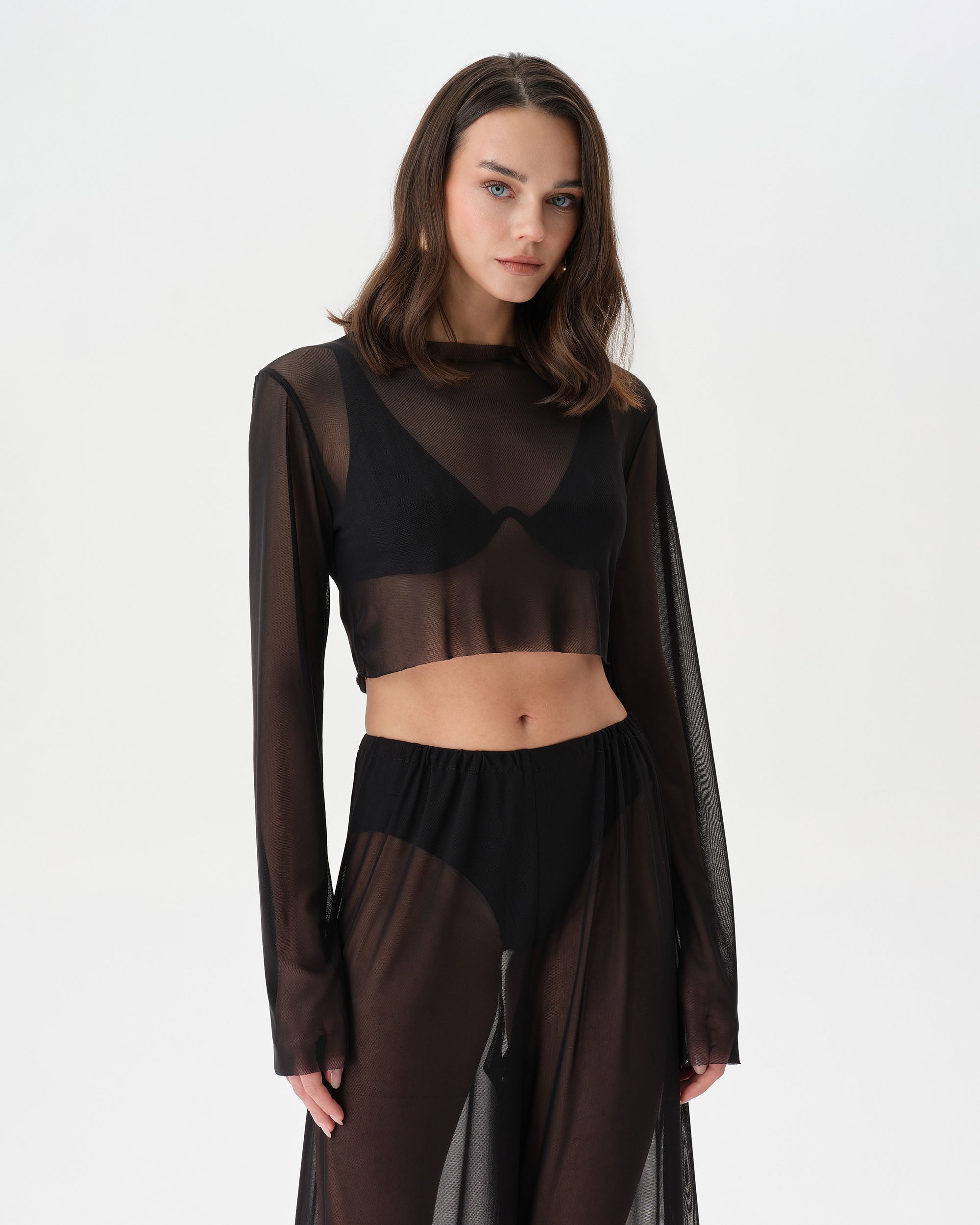 Sheer Black Mesh Set