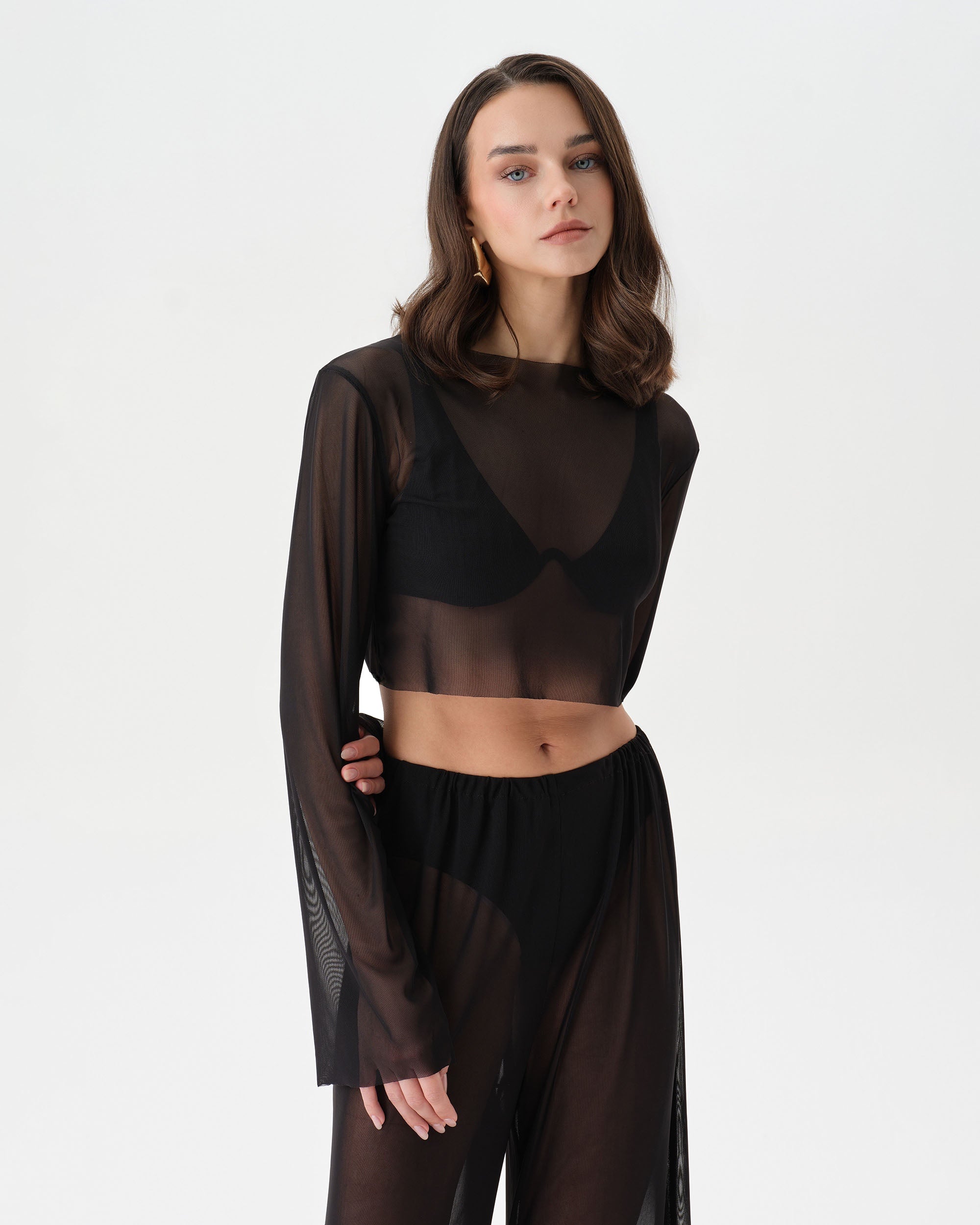 Sheer Black Mesh Set