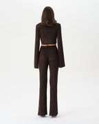 Dark Brown See-Through Set With Flare Trousers