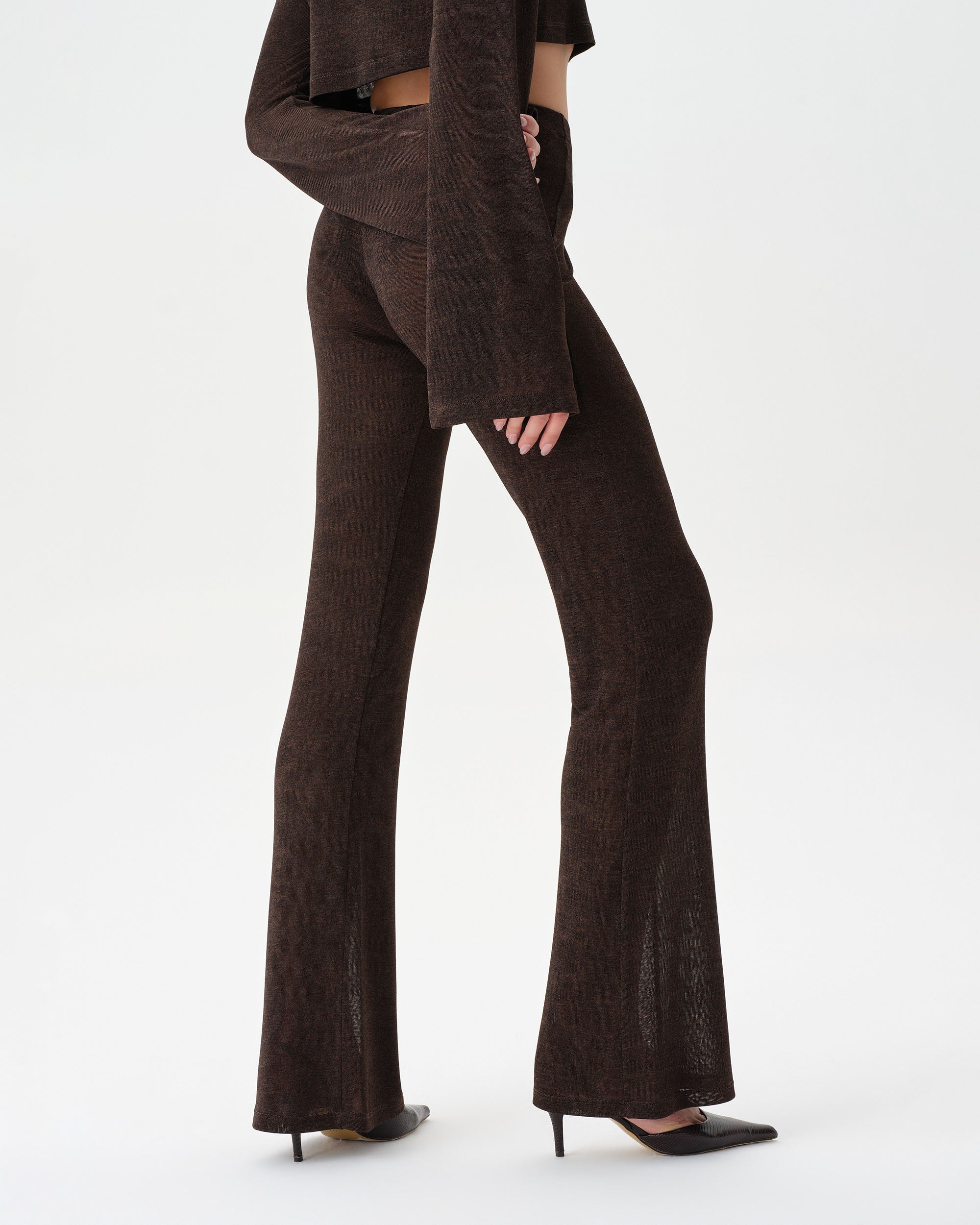 Dark Brown See-Through Set With Flare Trousers